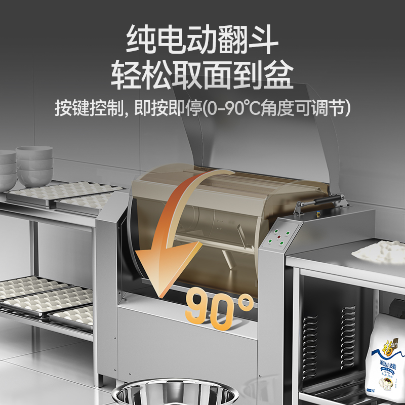 麥大廚商用和面機(jī)攪面全自動(dòng)包子饅頭揉面100KG翻斗和面機(jī)